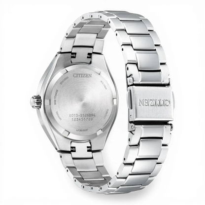 Bendixen-Braun Citizen women's solar-powered watch with white dial and Super Titanium bracelet. Features Eco-Drive and sapphire crystal.