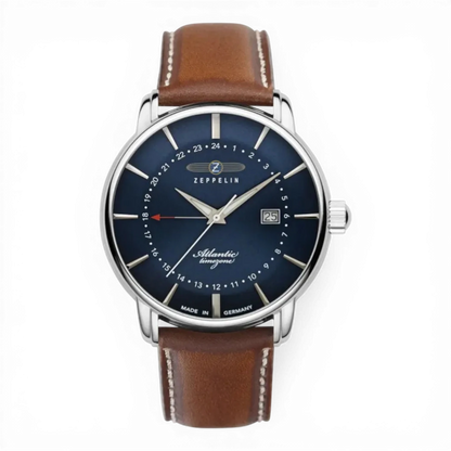 Zeppelin Herrenuhr-Quarz Silber mit Lederband.