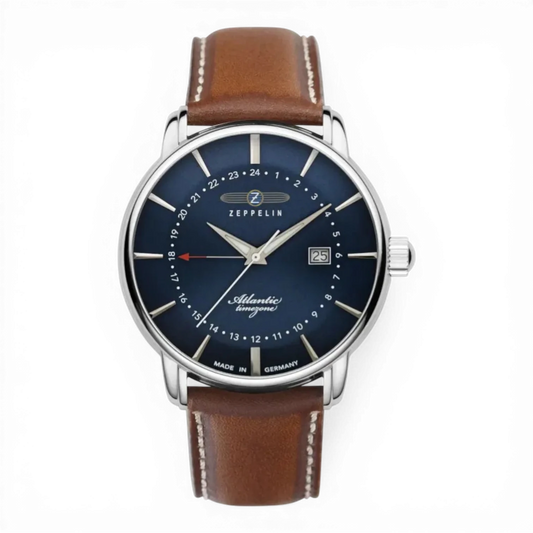 Zeppelin Herrenuhr-Quarz Silber mit Lederband.
