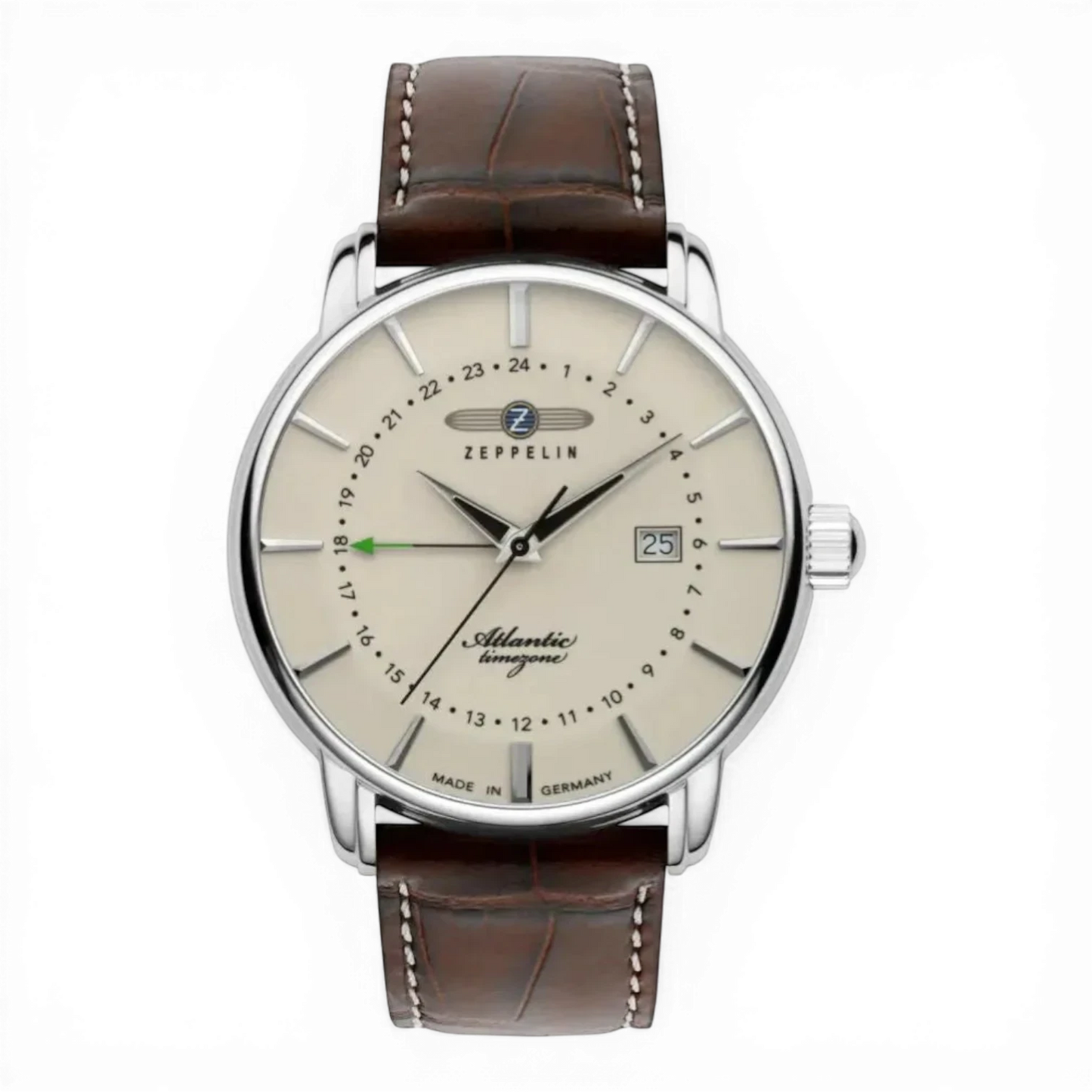 Zeppelin Herrenuhr-Quarz Beige mit Dual Time.
