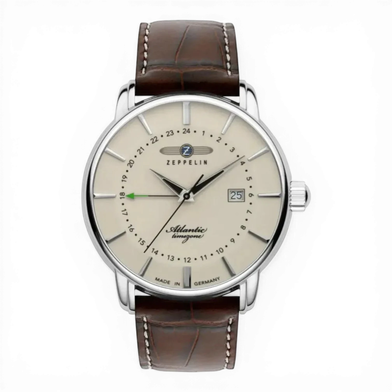 Zeppelin Herrenuhr-Quarz Beige mit Dual Time.