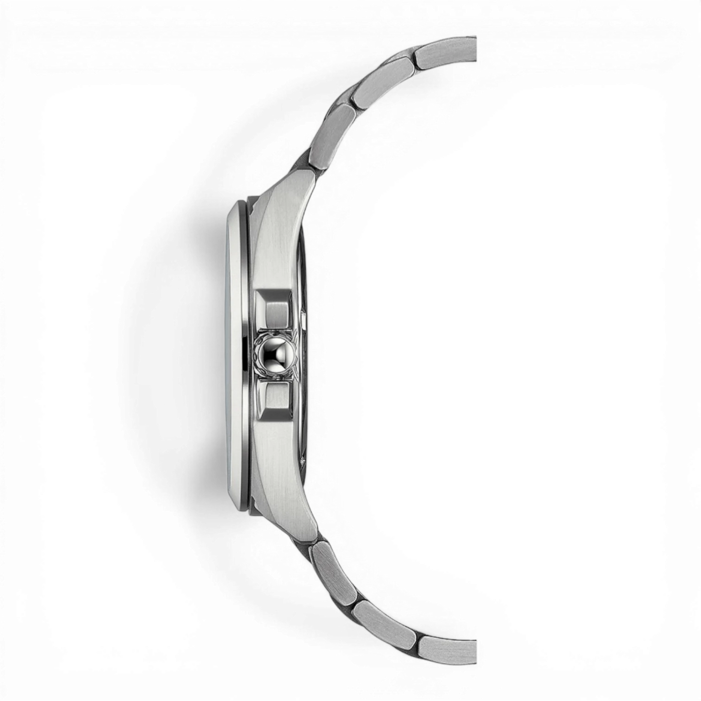 Bendixen-Braun men's stainless steel watch with blue dial, solar-powered Eco-Drive, date display, and crown protection.