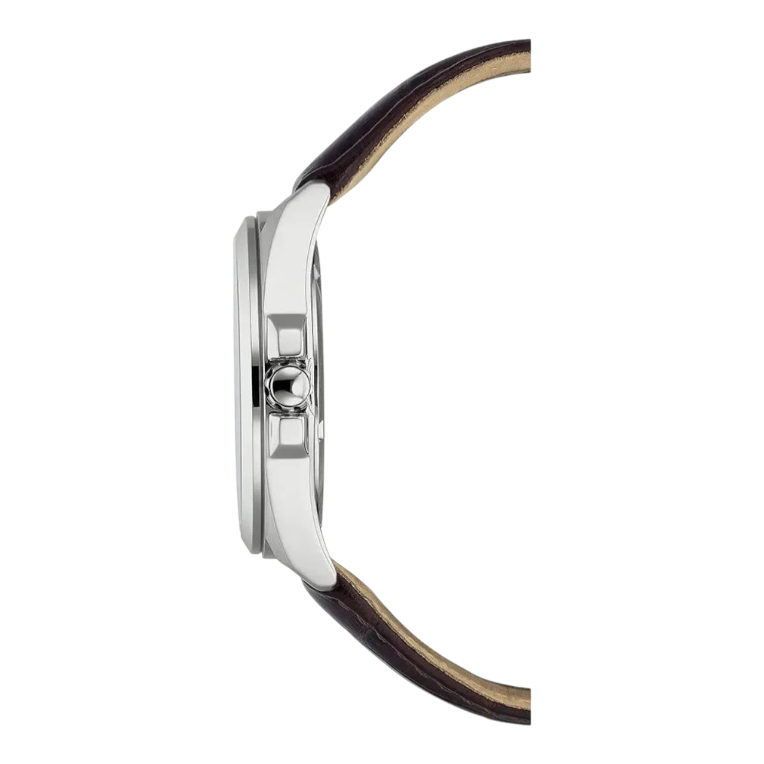 Bendixen-Braun men's solar-powered watch with blue dial, brown embossed leather strap, and stainless steel case.