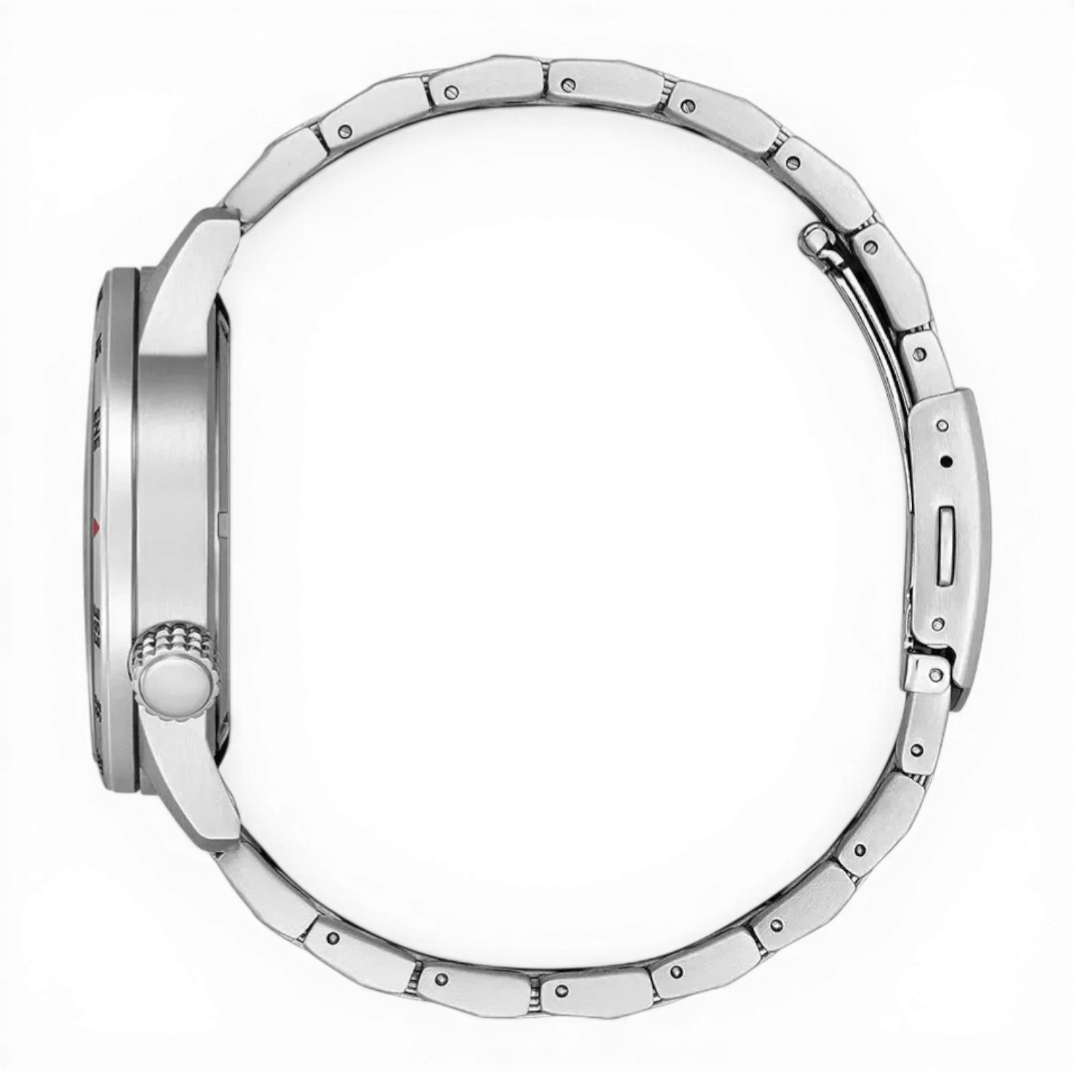 Bendixen-Braun men's solar-powered watch with brushed stainless steel band, green dial, and luminescent details.