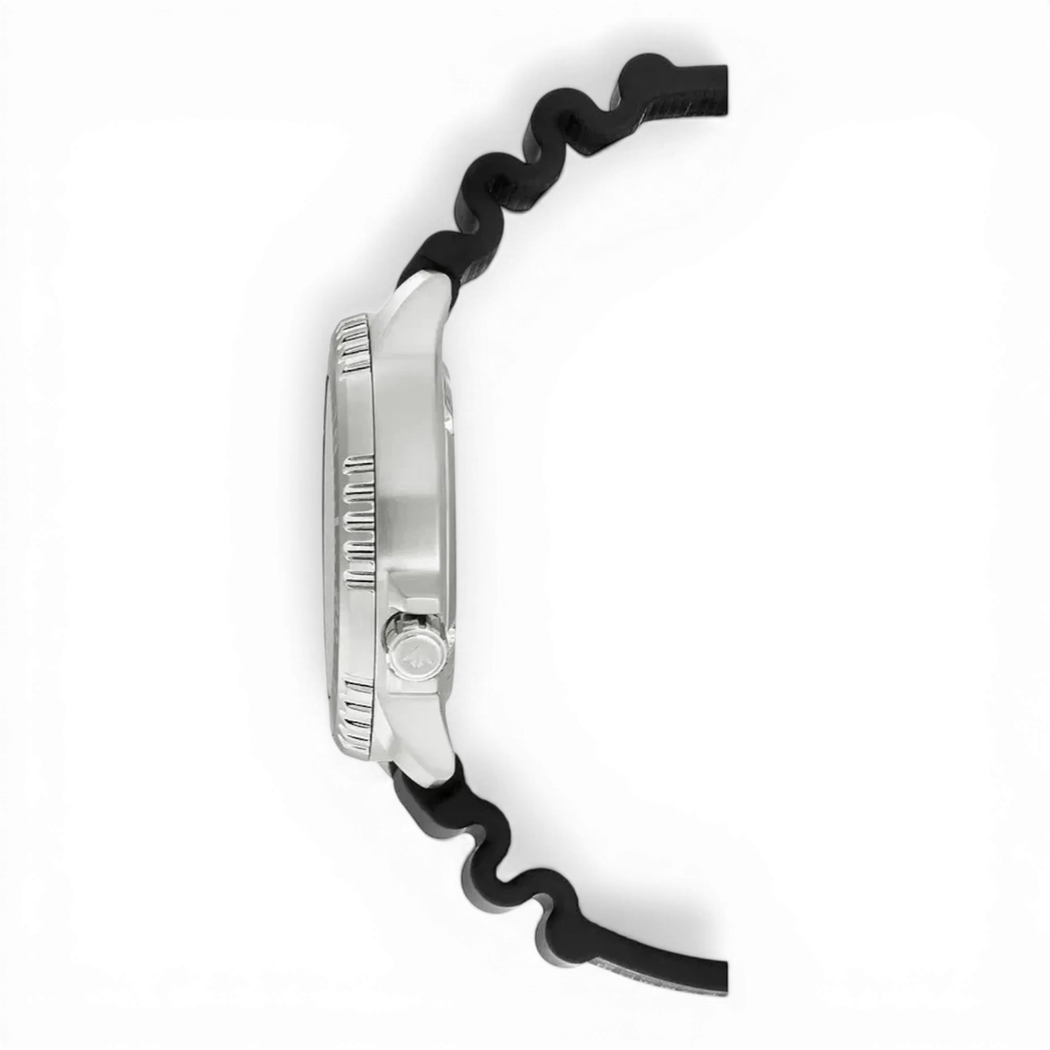 Seitenansicht der Citizen Herren-Solartaucheruhr Promaster Schwarz mit robustem Edelstahlgehäuse. Hochwertige Verarbeitung für den anspruchsvollen Taucher.