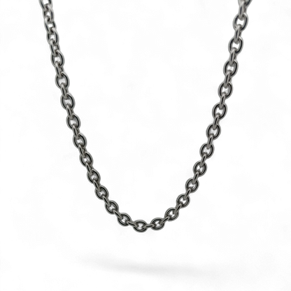 Bendixen-Braun rhodium-plated sterling silver necklace with large links and a spring ring clasp, 48cm length.
