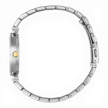 Bendixen-Braun women's bicolor stainless steel quartz watch with silver and gold accents and crystal glass.