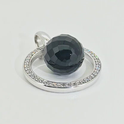 Ti Sento Pendant Silver Black Glass Ball