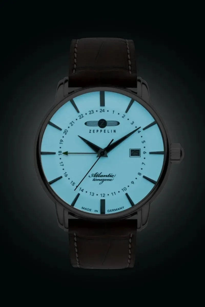 Zeppelin Herrenuhr-Quarz Beige mit Dual Time.