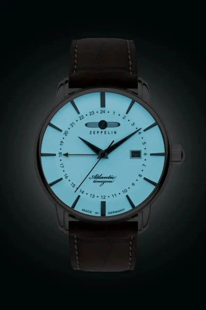 Zeppelin Herrenuhr-Quarz Beige mit Dual Time.