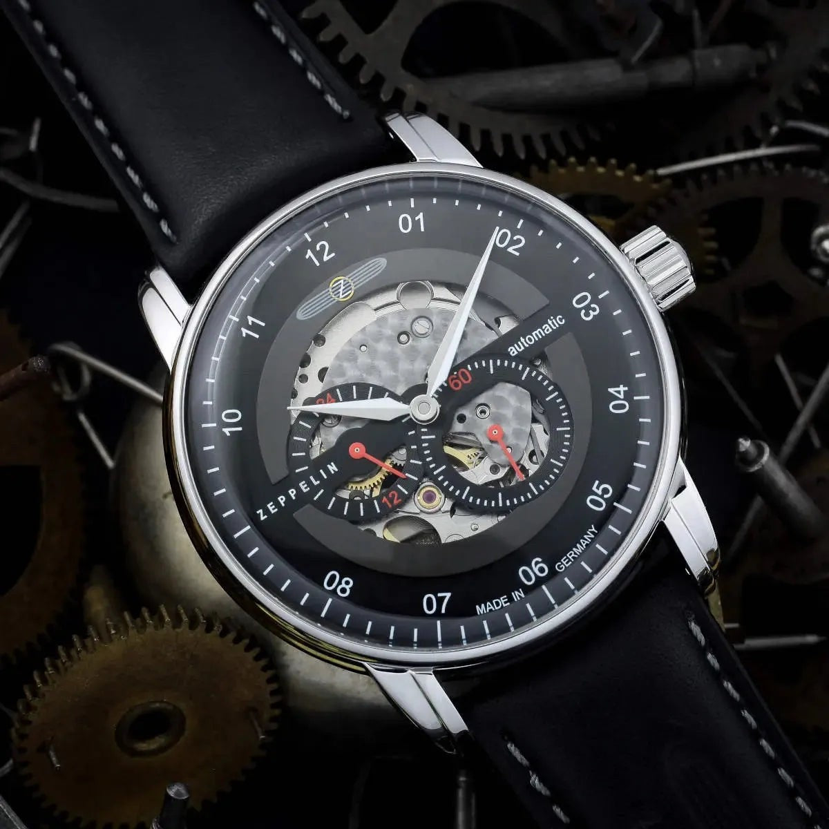 Zeppelin Herren-Automatikuhr New Captain's Line Schwarz.