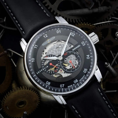 Zeppelin Herren-Automatikuhr New Captain's Line Schwarz.