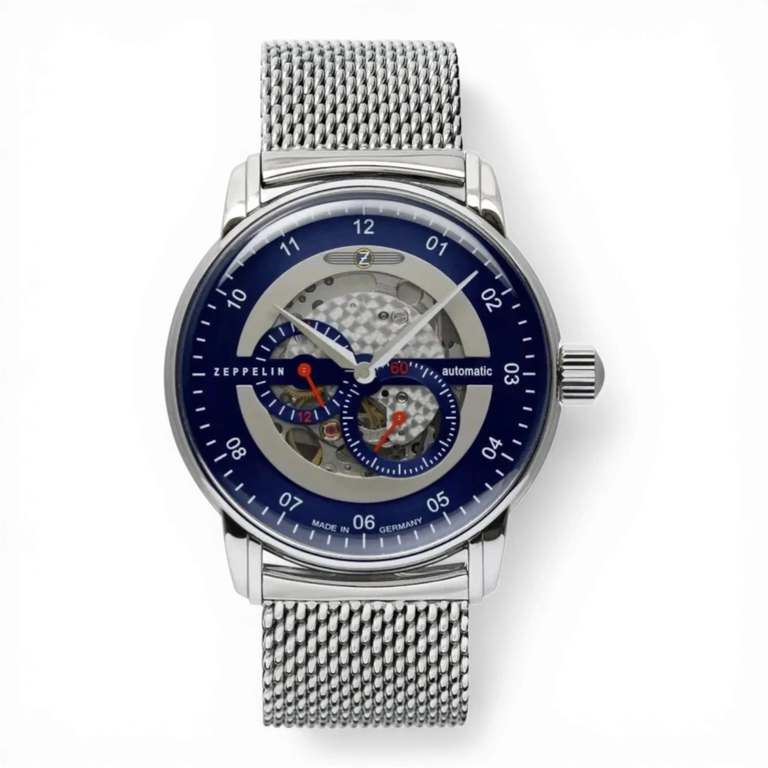 Zeppelin Herren-Armbanduhr Automatik New Captain's Line Silber.