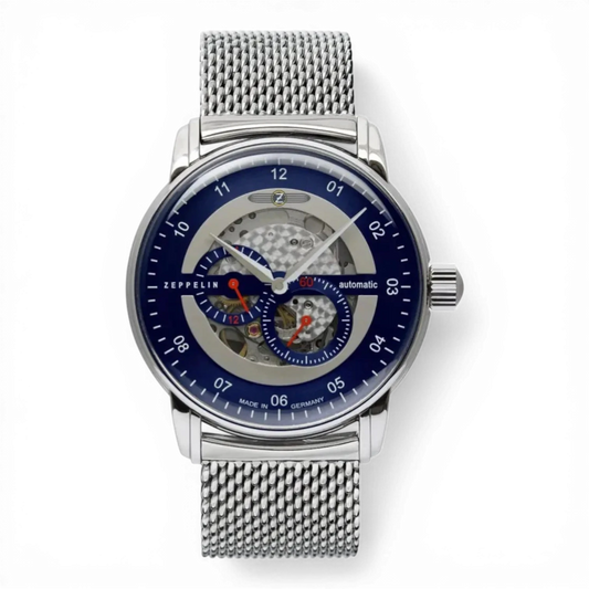 Zeppelin Herren-Armbanduhr Automatik New Captain's Line Silber.