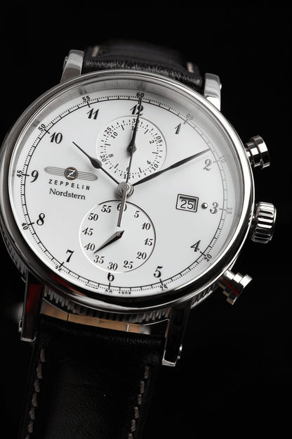 Zeppelin 7578-1 Herrenuhr Quarz Close-up Bendixen-Braun – Dein Uhrenladen Augsburg Uhren